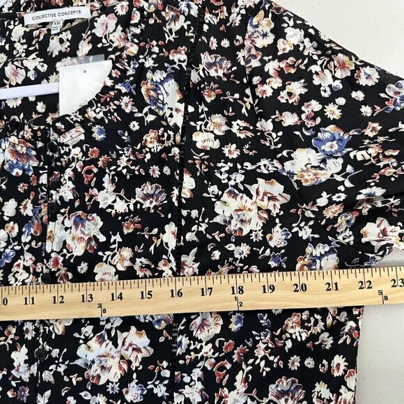 Collective Concepts Whimsical Blouse Black Floral 2XL - Picture 9 of 11